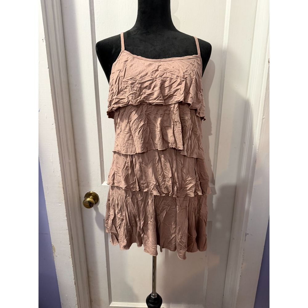 Bearsland Brown Ruffled Nursing Tank Top in XL